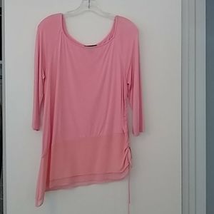 St John asymmetrical pink knit tunic top